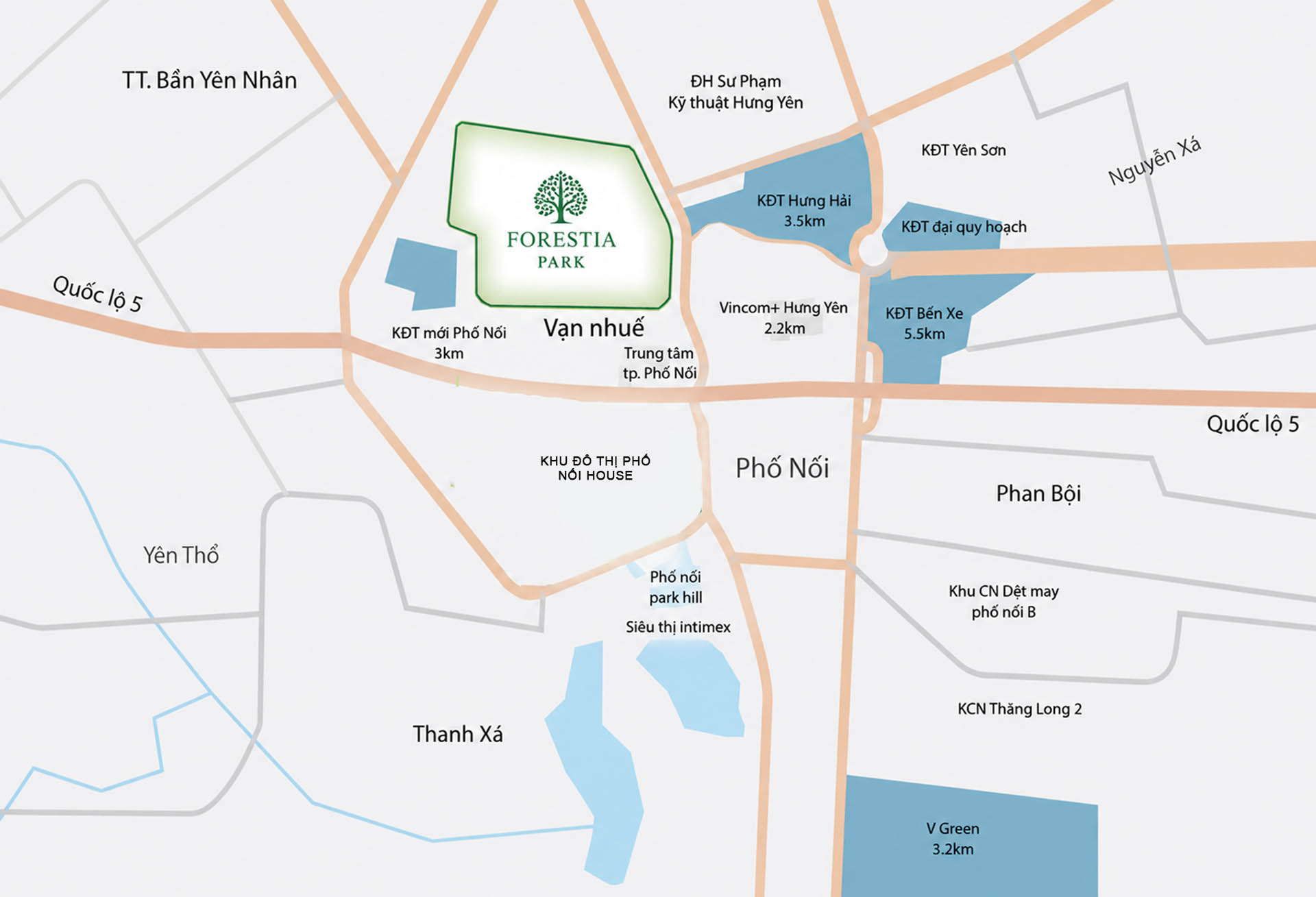 Bản đồ vị trí Forestia Park tại Phố Nối, Hưng Yên
