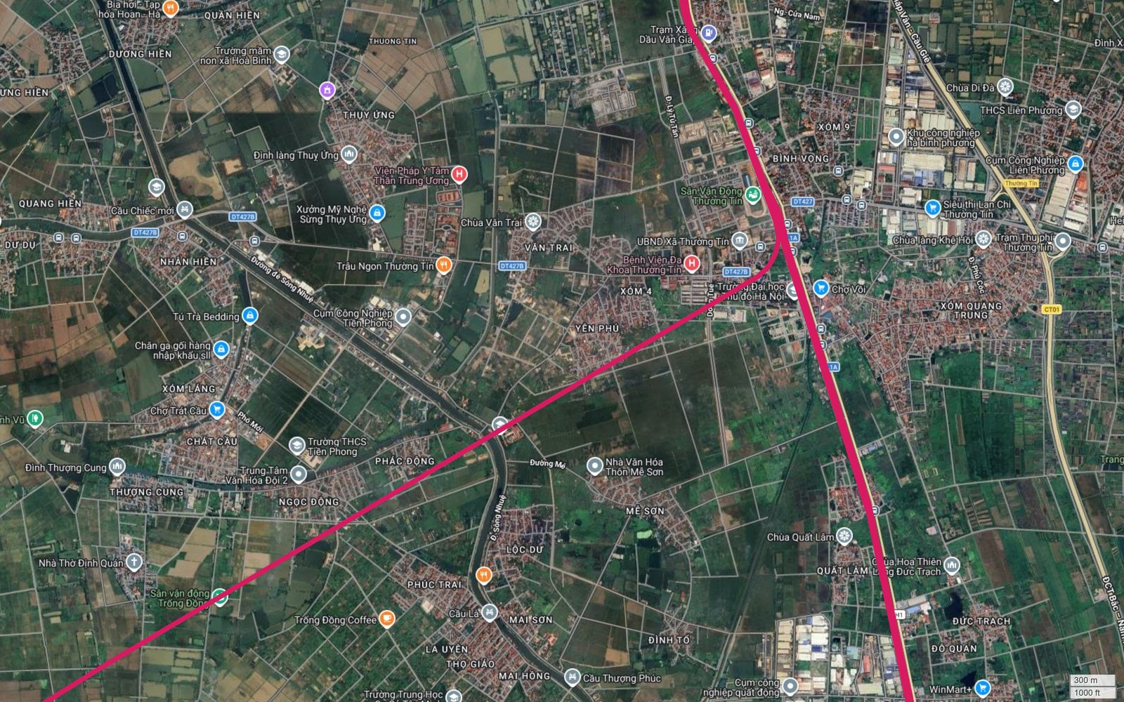 Tuyến metro số 1 Hà Nội tách nhánh tại Yên Phú, Thường Tín, một hướng theo Quốc lộ 1A một hướng rẽ tây nam về Thanh Oai