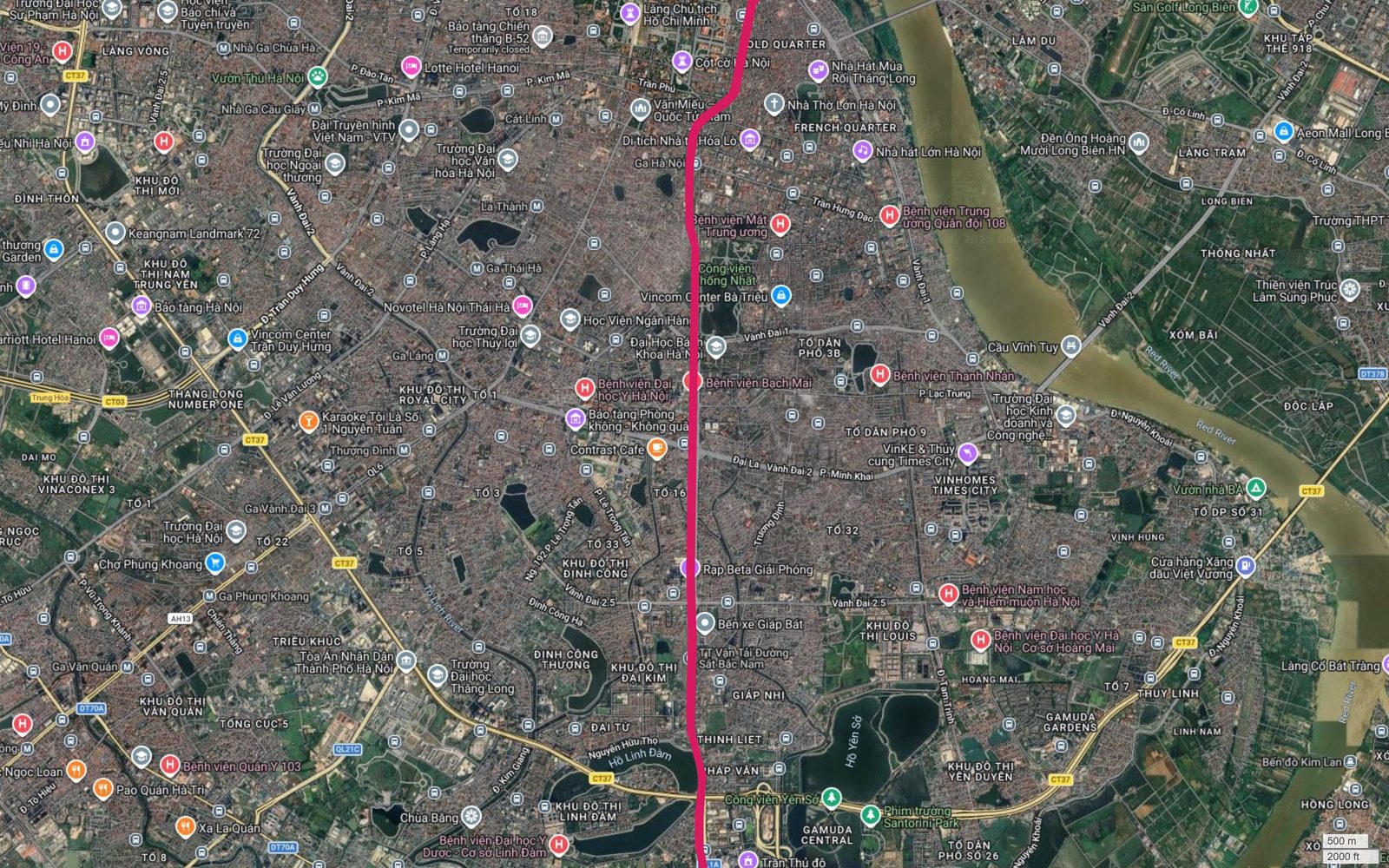 Tuyến metro số 1 Hà Nội qua lõi trung tâm Hà Nội, ga Hà Nội, Văn Miếu, Công viên Thống Nhất và Vincom Bà Triệu