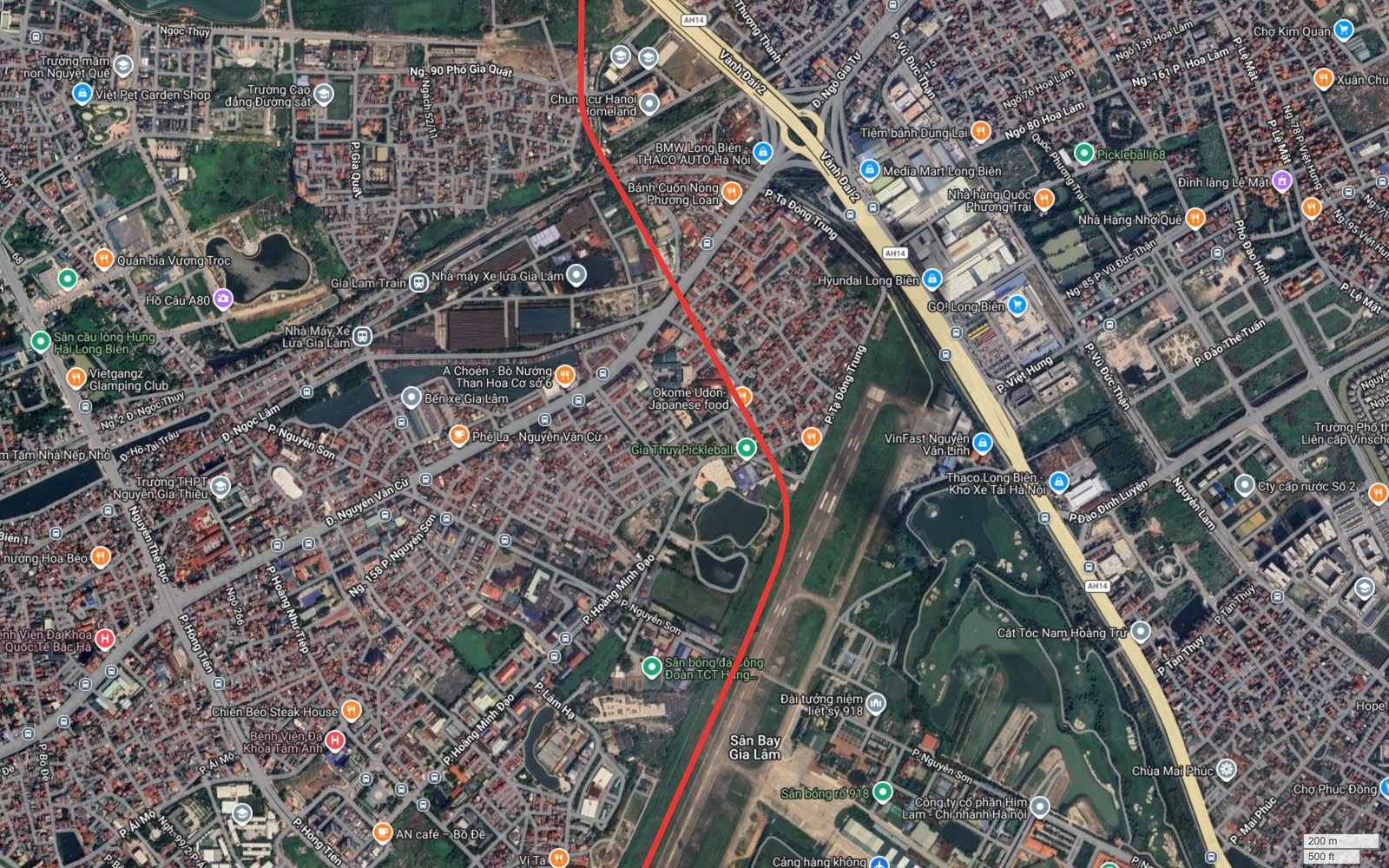 Bản đồ tuyến metro số 10 Hà Nội đi qua Nhà máy Xe lửa Gia Lâm, Bến xe Gia Lâm và chạm mép sân bay Gia Lâm