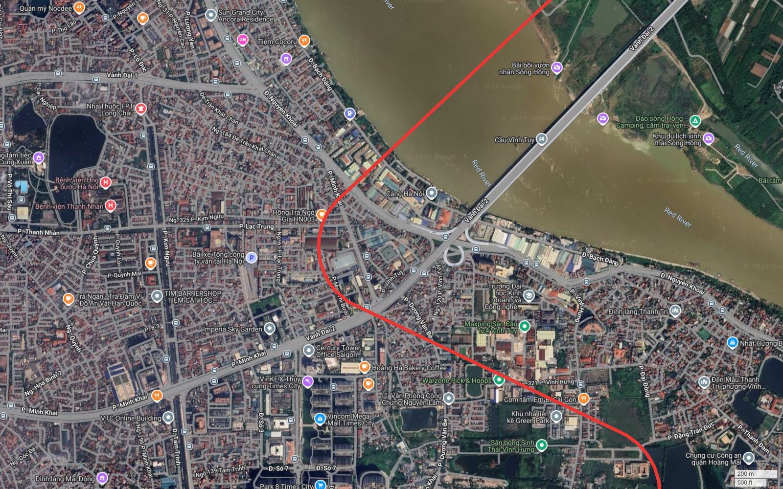 Bản đồ tuyến metro số 10 Hà Nội qua Vĩnh Tuy, cắt Vành đai 2 Minh Khai gần Times City và Imperia Sky Garden