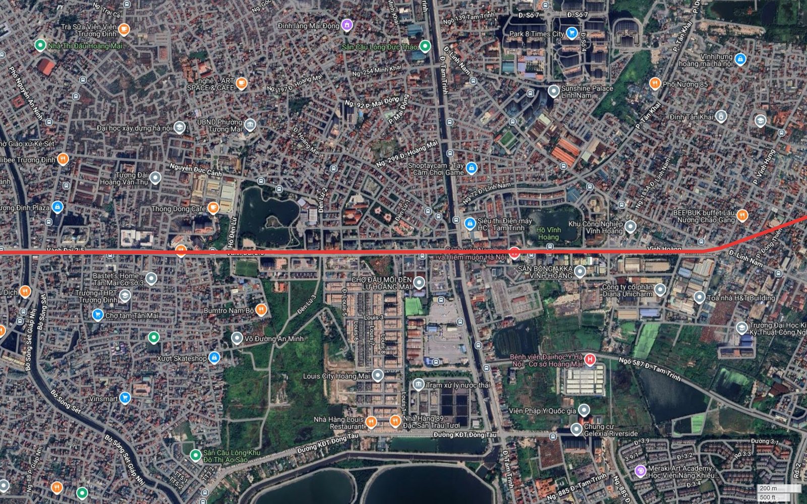 Tuyến metro số 10 Hà Nội chạy thẳng trên trục Vành đai 2.5 qua khu Đền Lừ, Tân Mai, Tương Mai của quận Hoàng Mai