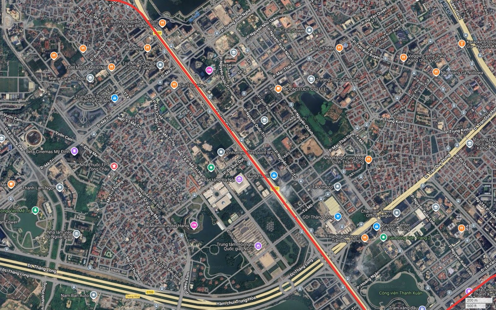 Điểm khép vòng của tuyến metro số 10 Hà Nội trên trục Phạm Hùng, cạnh Vinhomes Westpoint và Bảo tàng Hà Nội