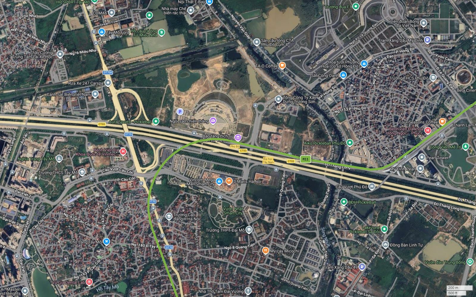 Tuyến metro số 11 Hà Nội bẻ chín mươi độ tại nút Cầu Cốc cạnh Vinhomes Smart City để xuống trục đường 70