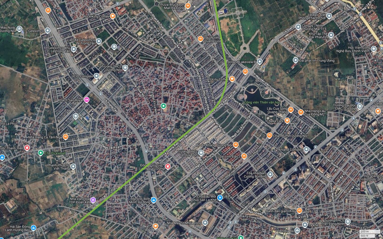 Tuyến metro số 11 Hà Nội cắt chéo Khu đô thị Dương Nội qua trục Lê Trọng Tấn, gần Công viên Thiên văn học