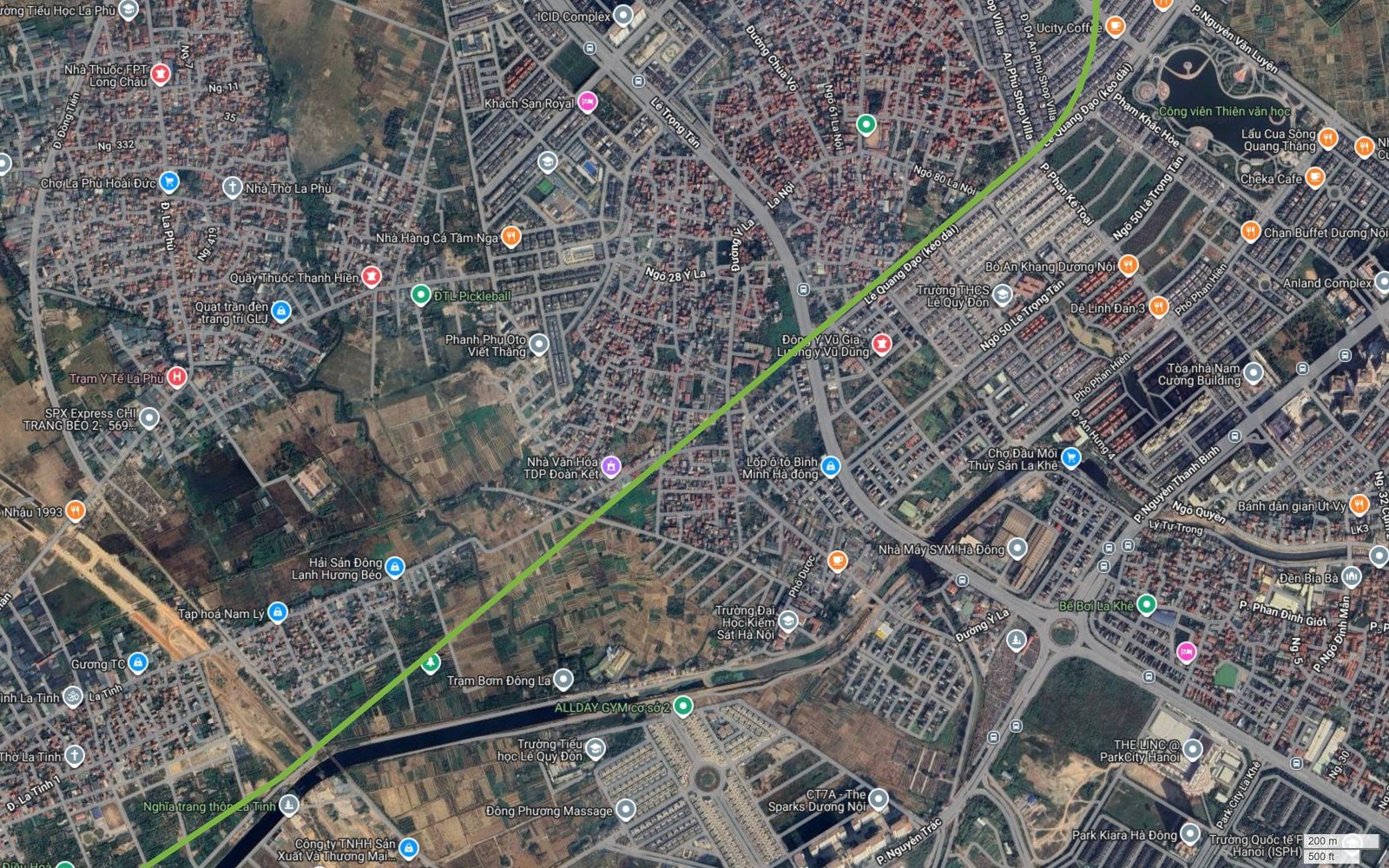 Bản đồ tuyến metro số 11 Hà Nội qua vùng La Phù, Đông La, gần Đại học Kiểm sát Hà Nội và Xuân Mai Complex