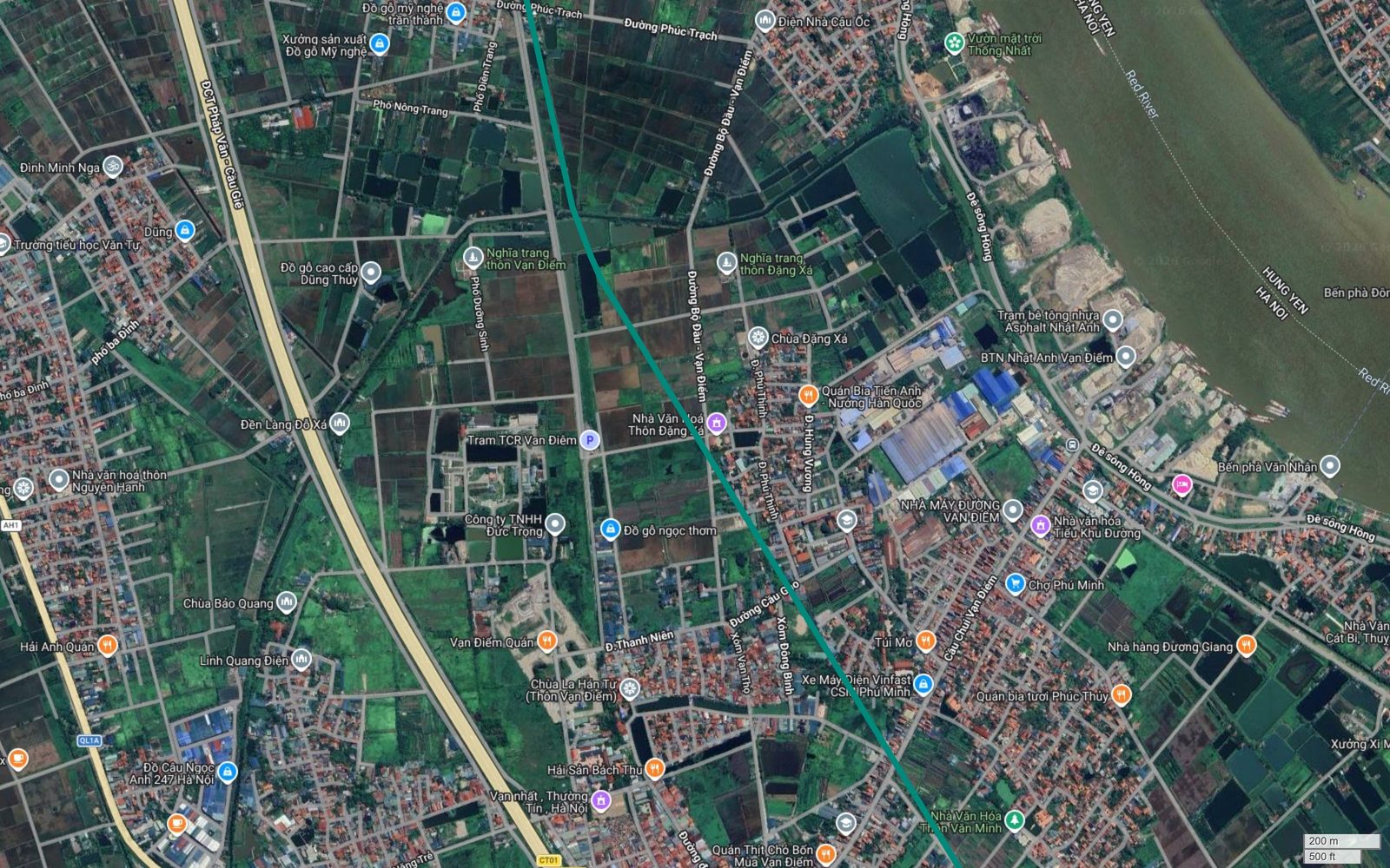 Bản đồ tuyến metro số 12 Hà Nội đi qua Phú Minh và Văn Nhân, cách ga Vạn Điểm của đường sắt Bắc Nam khoảng một cây số rưỡi