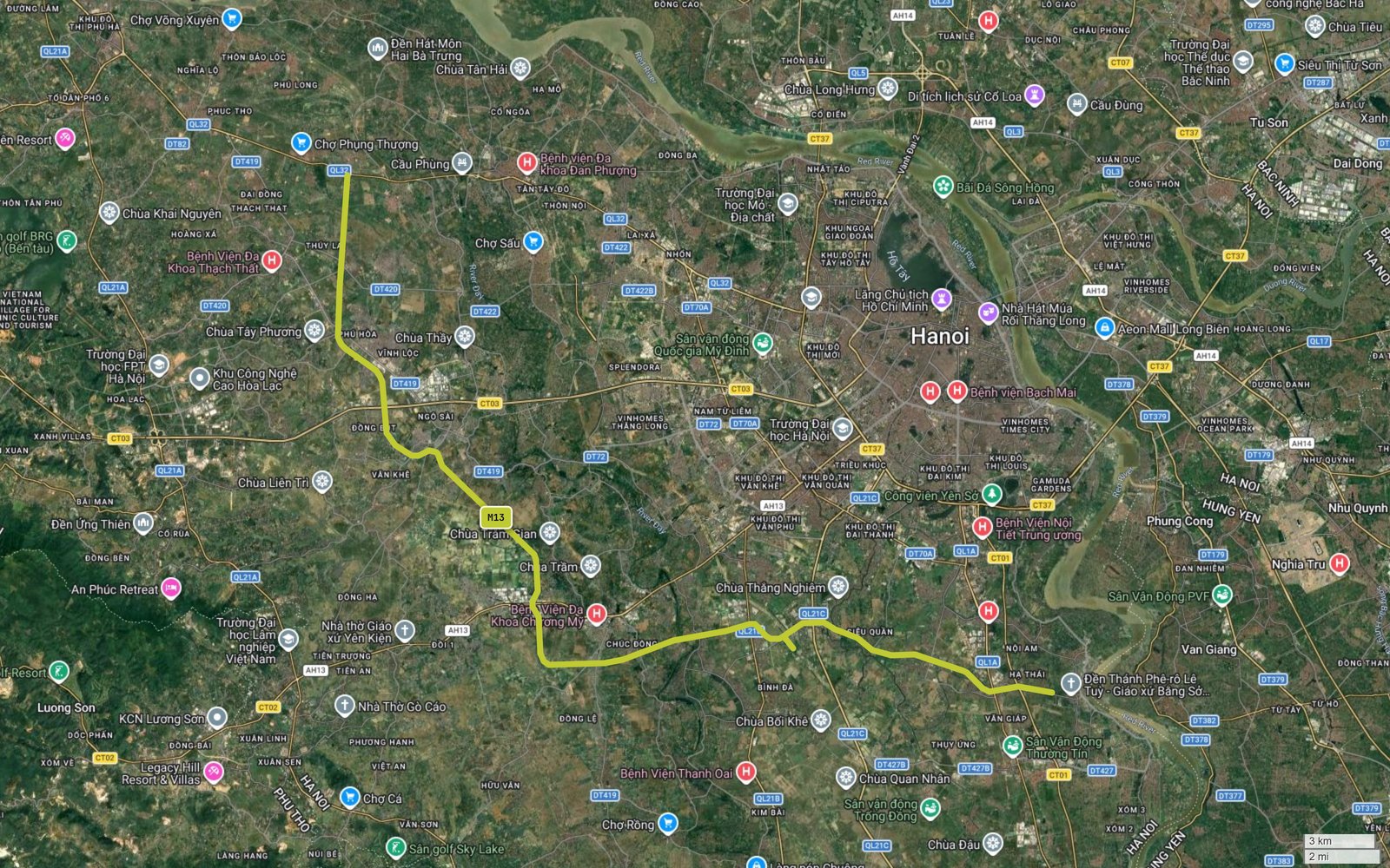 Tuyến metro số 13 Hà Nội đi qua đâu? Bản đồ 47,3 km