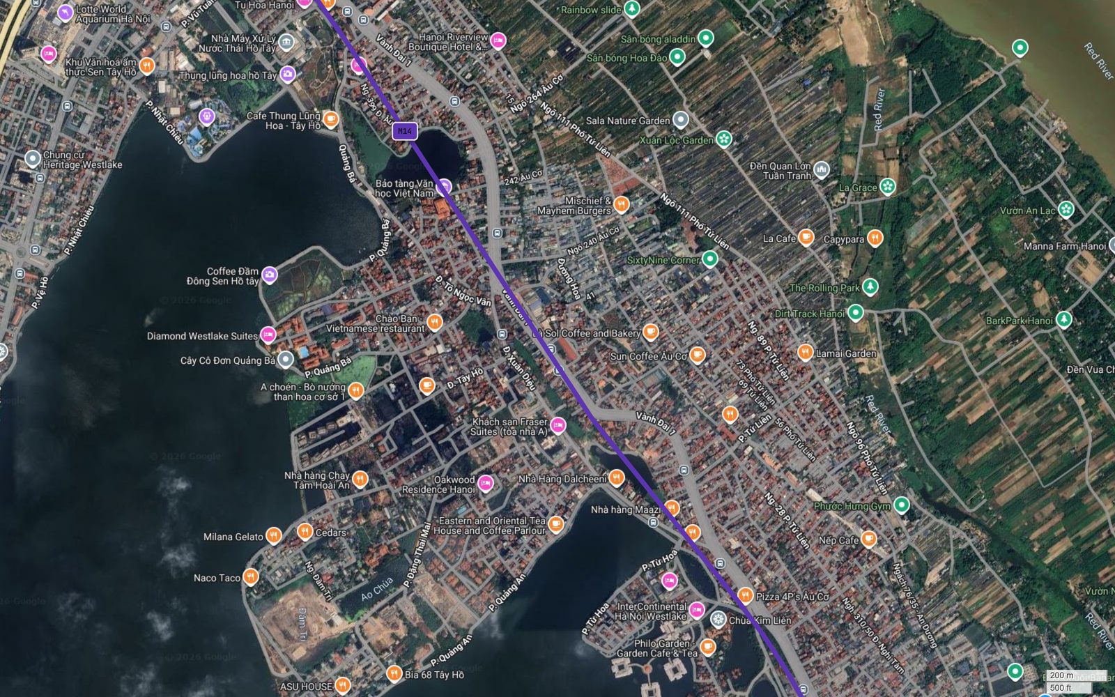 Tuyến metro số 14 Hà Nội qua Nghi Tàm, Chùa Kim Liên, InterContinental Hà Nội Westlake và Quảng An