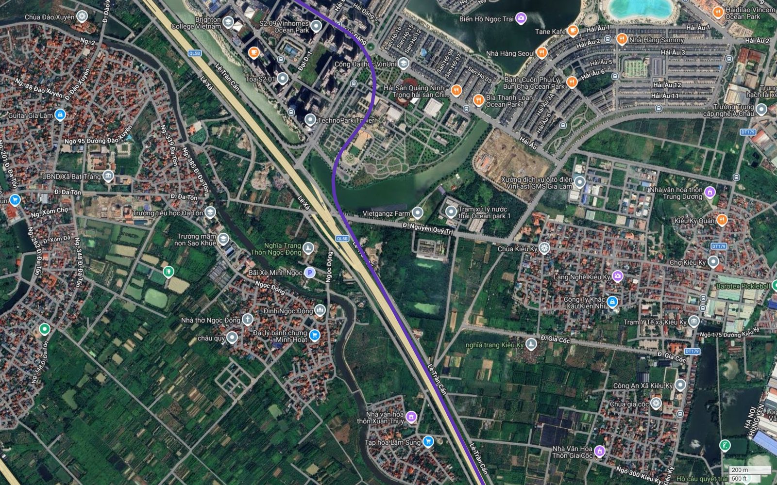 Tuyến metro số 14 Hà Nội qua rìa nam Vinhomes Ocean Park, TechnoPark Tower và làng nghề Kiêu Kỵ, Gia Lâm