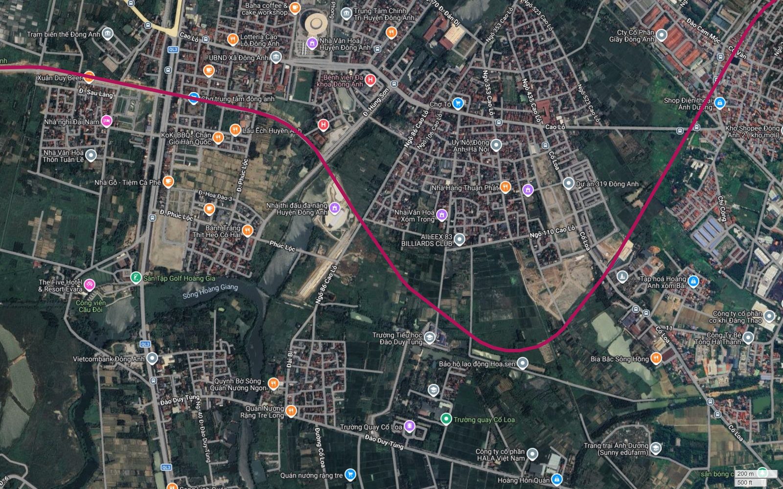 Tuyến metro số 18 Hà Nội tại đáy vòng cung phía nam, gần Trường quay Cổ Loa và Trường Tiểu học Đào Duy Tùng
