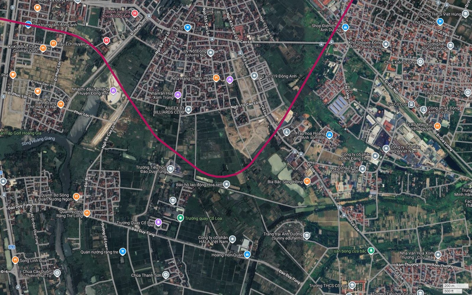 Bản đồ tuyến metro số 18 Hà Nội ngóc lên đông bắc sau vòng cung, đi gần Ga Cổ Loa và khu dân cư Chi Công
