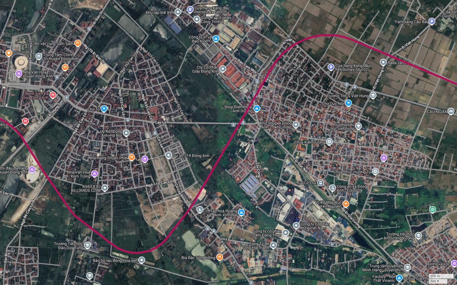 Tuyến metro số 18 Hà Nội cắt qua dải công nghiệp Đào Cam Mộc và khu dân cư Việt Hùng, Đông Anh