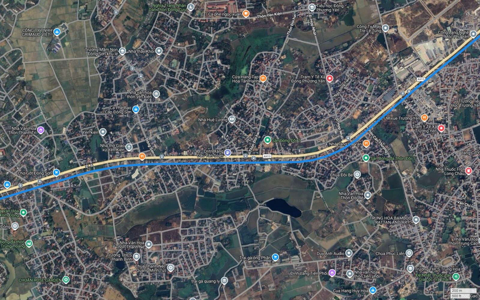 Bản đồ tuyến metro số 2 Hà Nội qua khu Đông Sơn, Yên Kiện, chợ Gốt Đông Sơn dọc Quốc lộ 6 thuộc Chương Mỹ