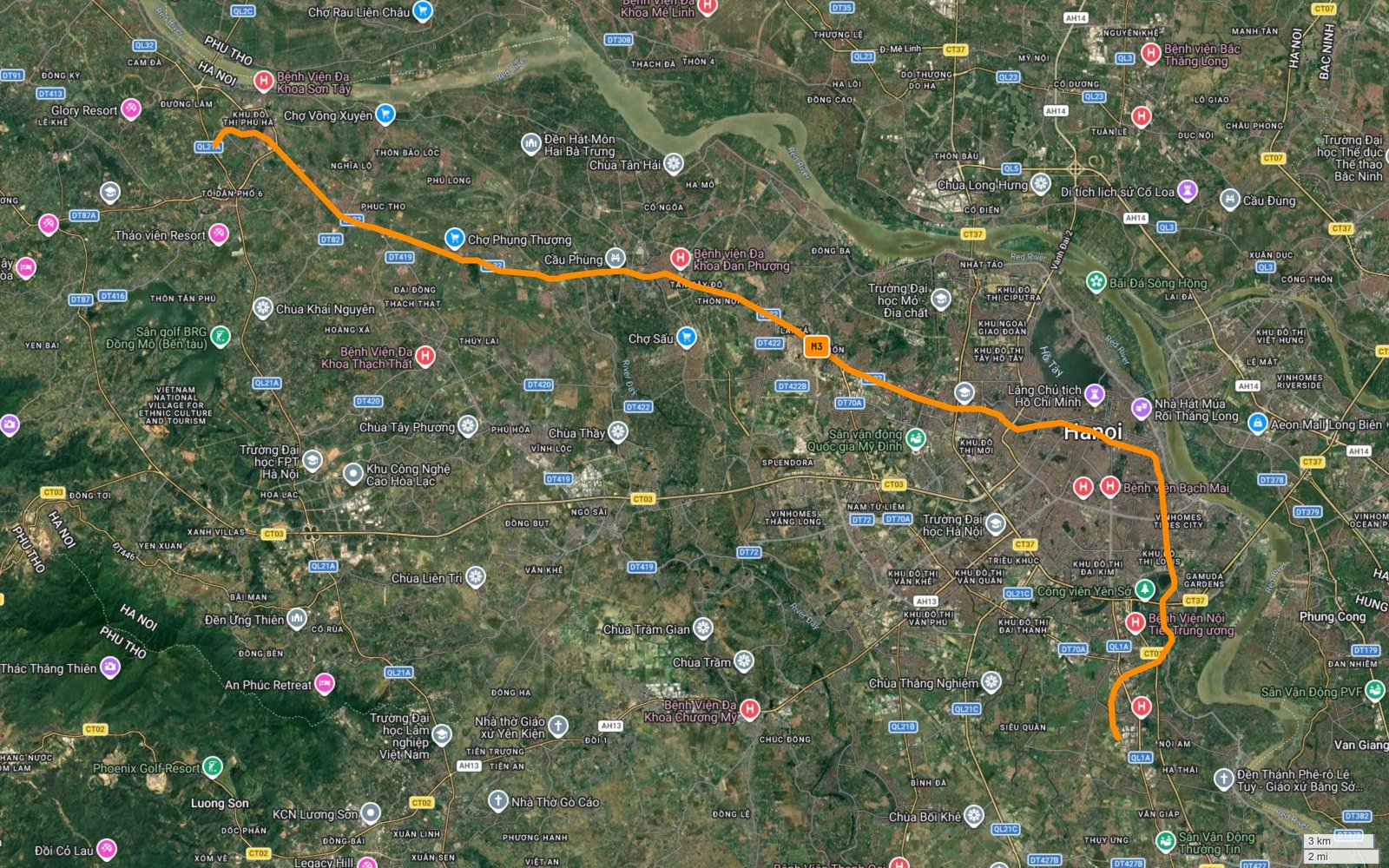 Tuyến metro số 3 Hà Nội đi qua đâu? Bản đồ 55,9 km
