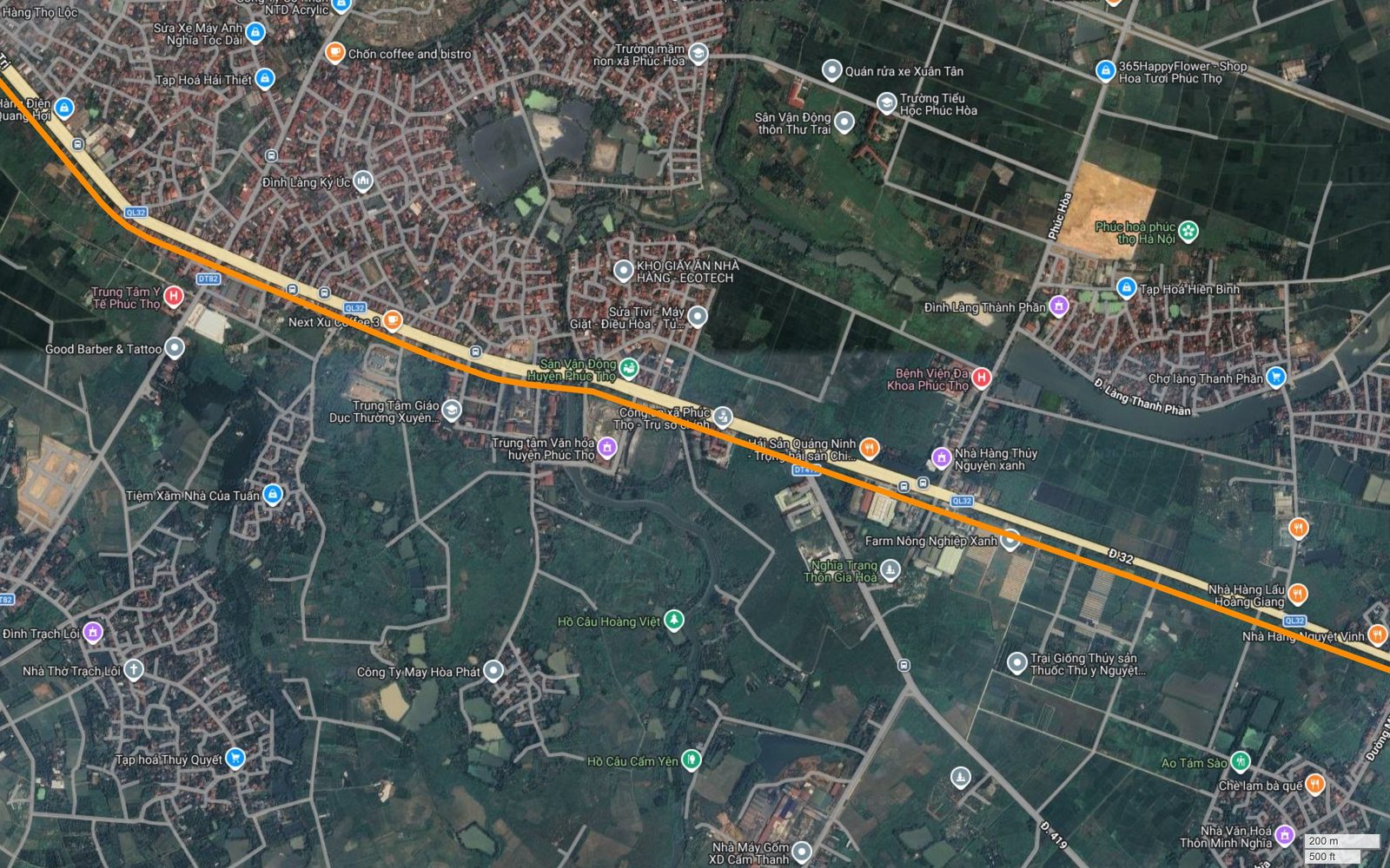 Bản đồ tuyến metro số 3 Hà Nội qua khu Thanh Phần, Phúc Hòa huyện Phúc Thọ với Bệnh viện Đa khoa Phúc Thọ bên hành lang