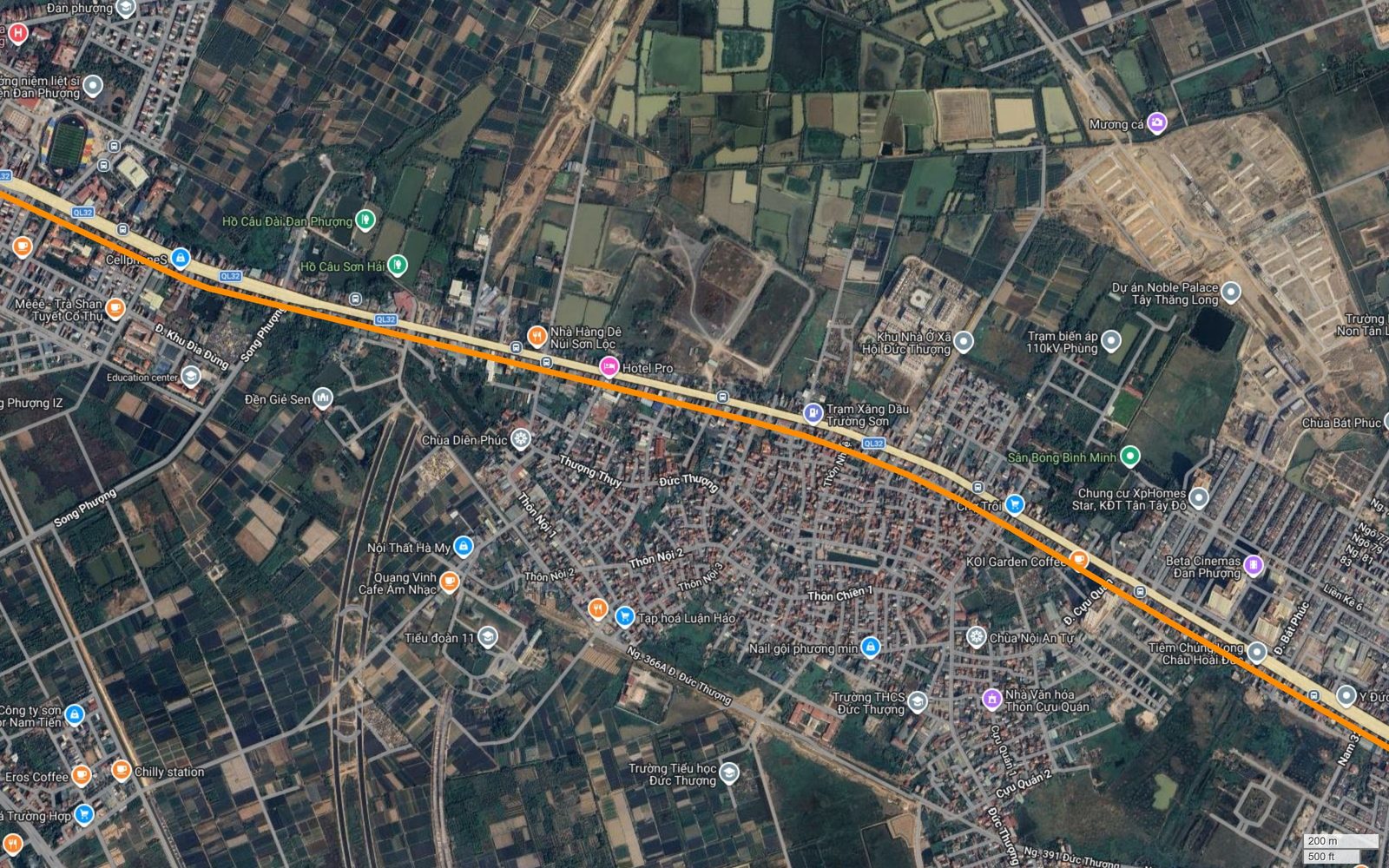 Bản đồ tuyến metro số 3 Hà Nội qua Đức Thượng, chợ Trôi, chung cư XpHomes Star và khu đô thị Tân Tây Đô