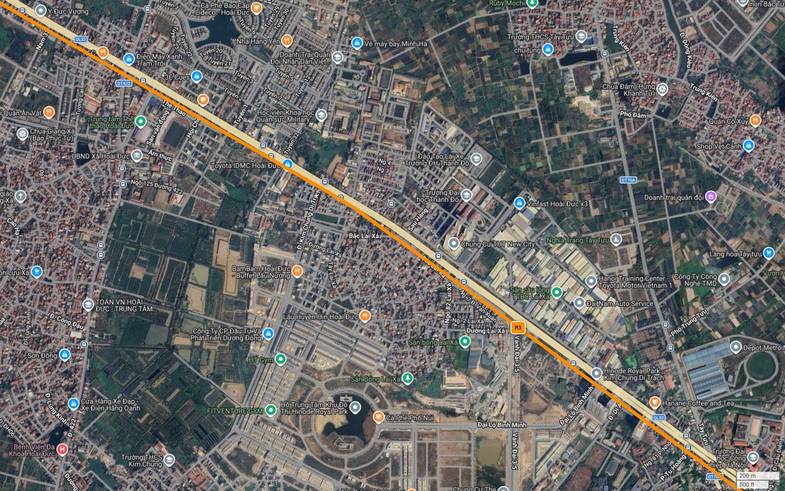 Bản đồ tuyến metro số 3 Hà Nội cắt Vành đai 3.5 tại Lai Xá, cạnh Hinode Royal Park Kim Chung Di Trạch và THT New City