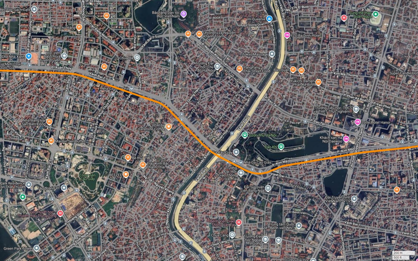 Tuyến metro số 3 Hà Nội qua nút Cầu Giấy, vượt sông Tô Lịch và Vành đai 2 để vào trục Kim Mã