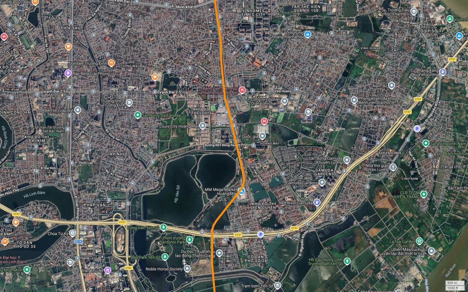 Tuyến metro số 3 Hà Nội đi qua Công viên Yên Sở, hồ Yên Sở và cắt Vành đai 3 tại nút Pháp Vân