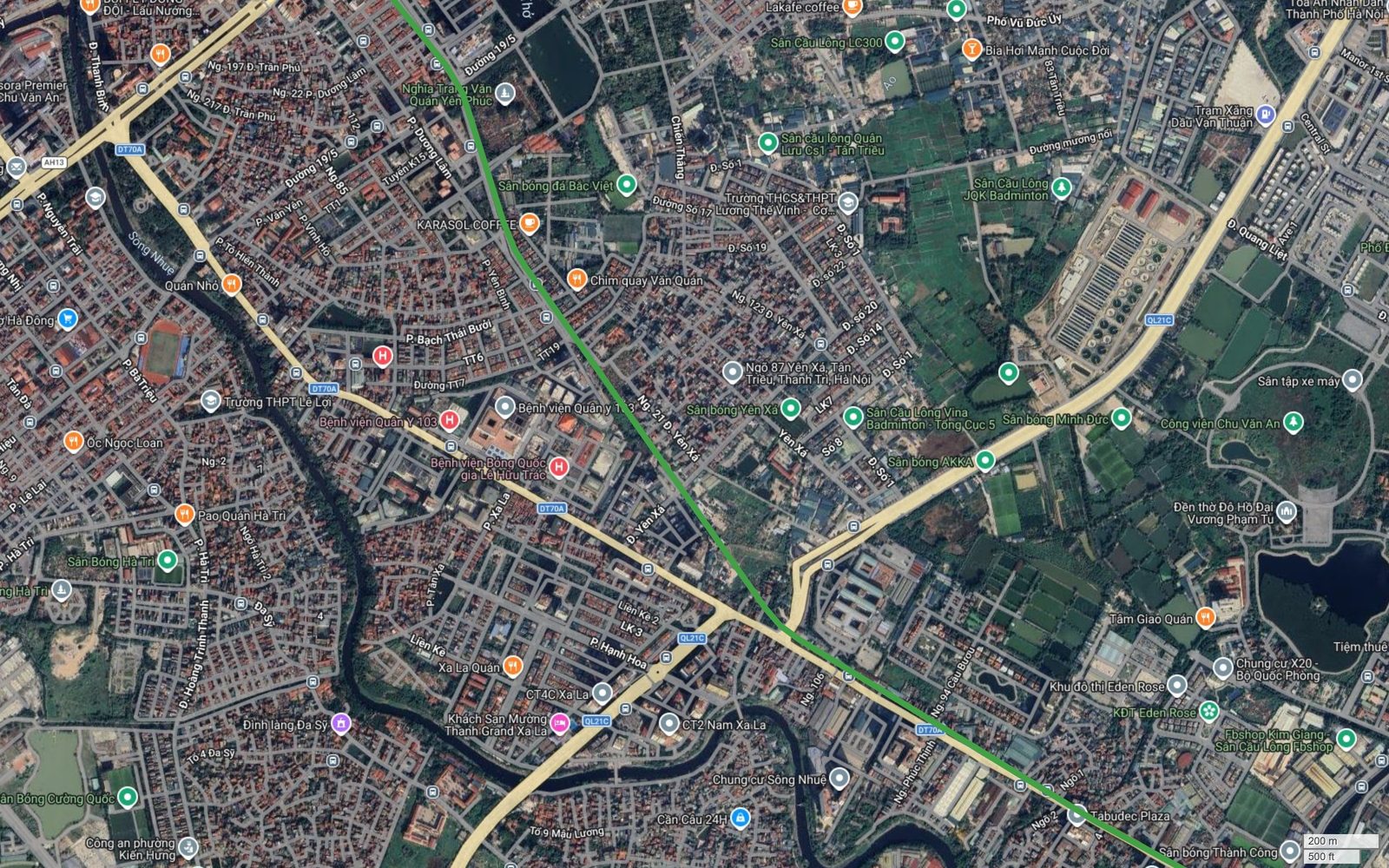 Bản đồ tuyến metro số 4 Hà Nội qua Văn Quán, Yên Xá, Tân Triều rồi cắt Quốc lộ 21C tại khu vực Xa La, Cầu Bươu