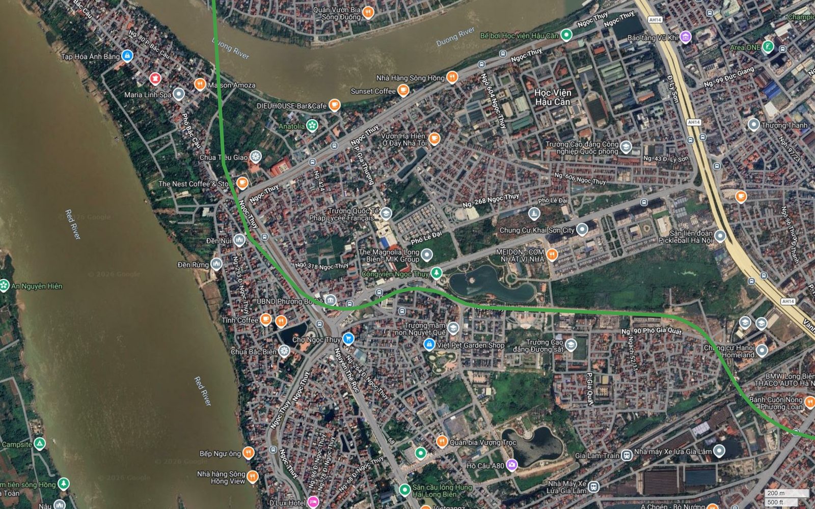 Tuyến metro số 4 Hà Nội qua khu Ngọc Thụy, Bồ Đề, Bắc Biên giữa sông Hồng và sông Đuống thuộc Long Biên