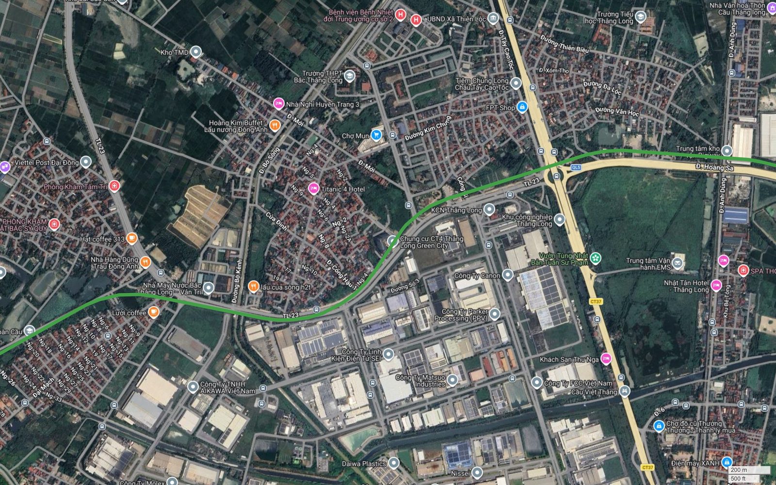 Bản đồ tuyến metro số 4 Hà Nội qua Kim Chung, Đại Đồng, cạnh Nhà máy nước Bắc Thăng Long Vân Trì và các nhà máy trong khu công nghiệp