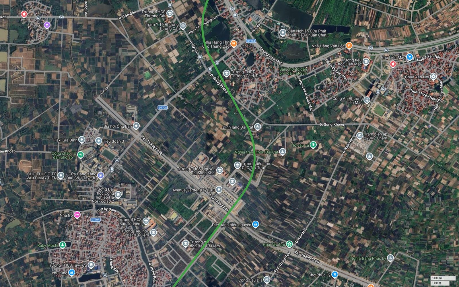 Điểm khép vòng của tuyến metro số 4 Hà Nội tại khu Tây Tựu, Đại Cát, Liên Mạc thuộc Bắc Từ Liêm