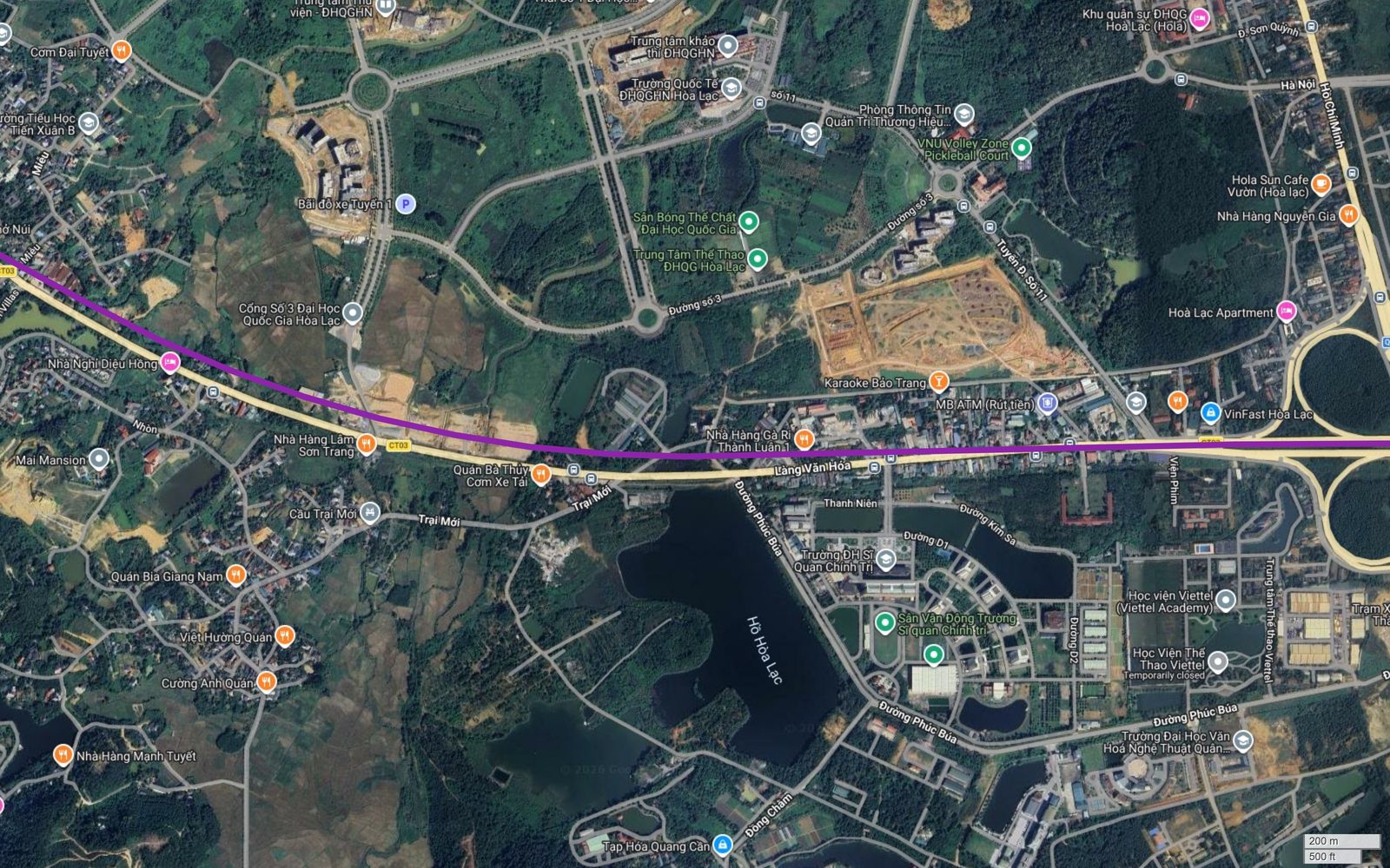 Tuyến metro số 5 Hà Nội qua khu vực hồ Hòa Lạc, Trường Đại học Sĩ quan Chính trị và Học viện Viettel