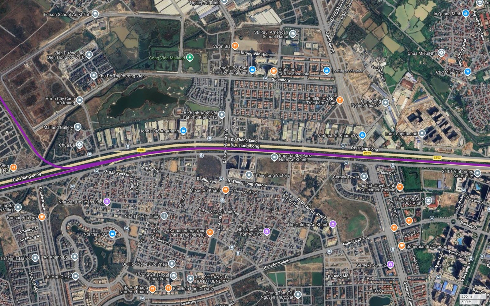 Bản đồ tuyến metro số 5 Hà Nội qua khu Nam An Khánh với Splendora, Imperia Sky Park, Gemek Tower và Lumi CapitaLand