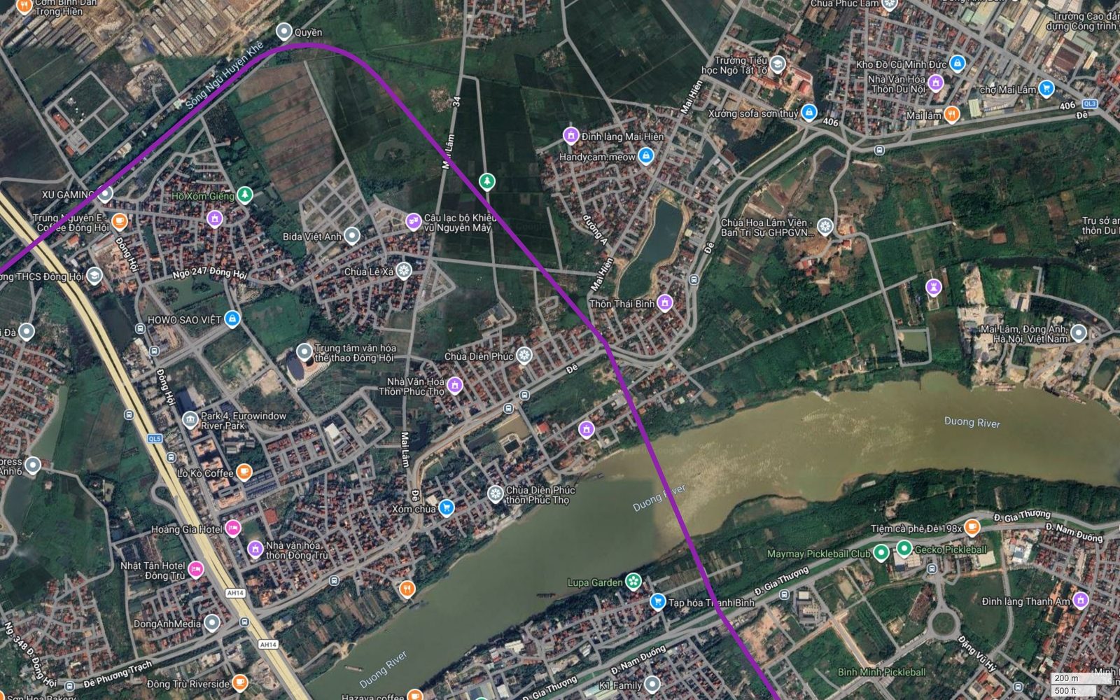 Bản đồ tuyến metro số 5 Hà Nội vượt sông Đuống lần thứ hai tại Thanh Am, vào địa bàn Thượng Thanh, Long Biên