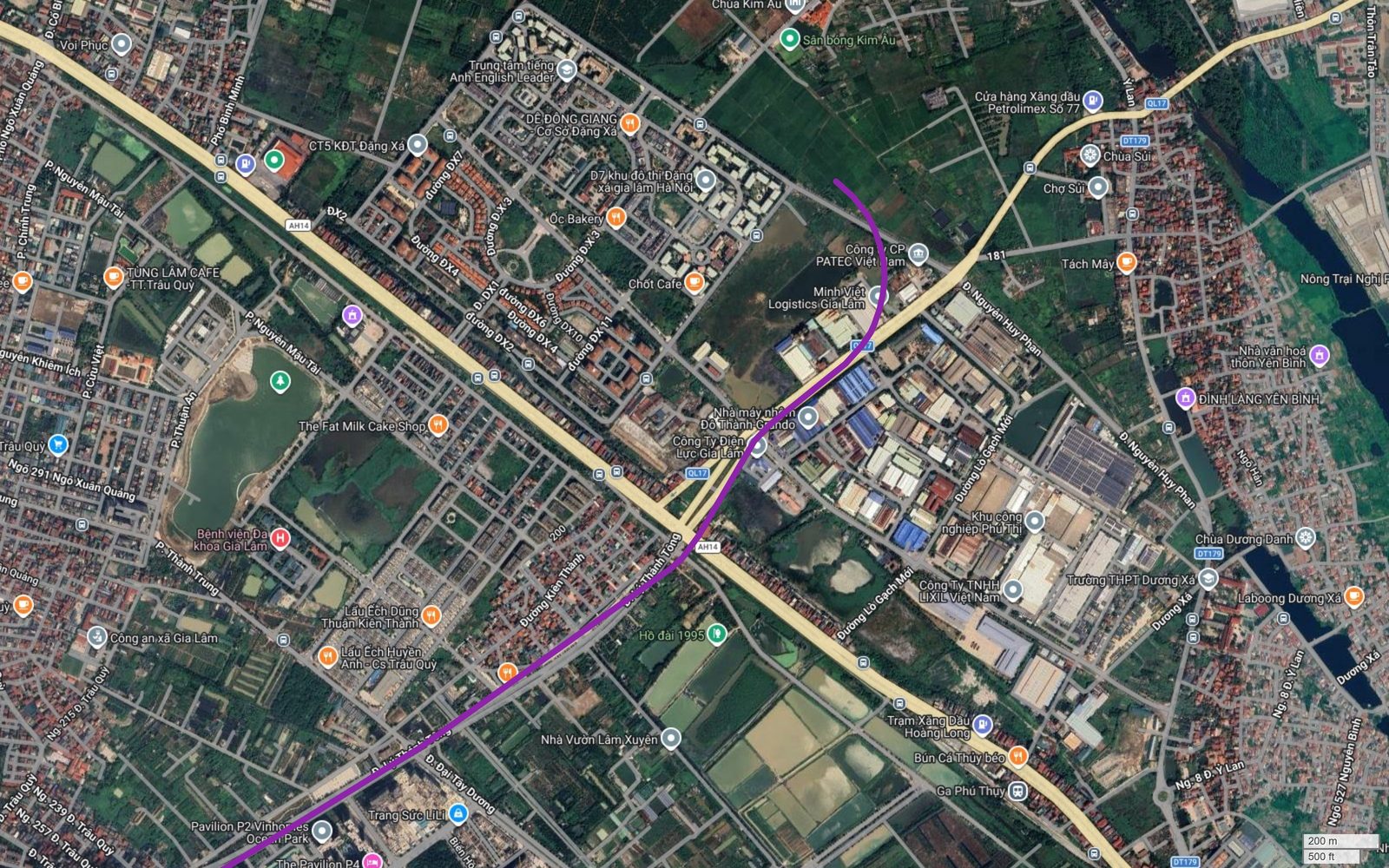 Điểm cuối tuyến metro số 5 Hà Nội tại khu Đặng Xá, Phú Thị, Gia Lâm, gần Khu công nghiệp Phú Thị và Quốc lộ 17