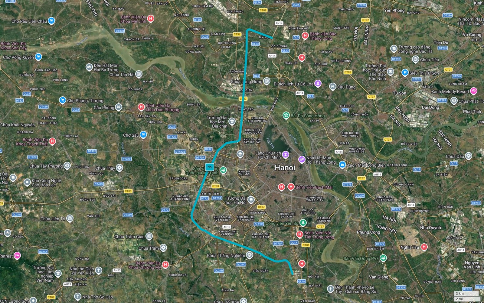 Tuyến metro số 6 Hà Nội đi qua đâu? Bản đồ 41,9 km