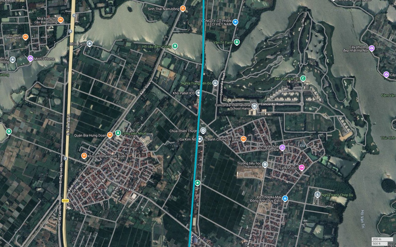 Bản đồ tuyến metro số 6 Hà Nội đi qua khu Kim Nỗ, cạnh Concordia International School Hanoi và Sân Golf Vân Trì