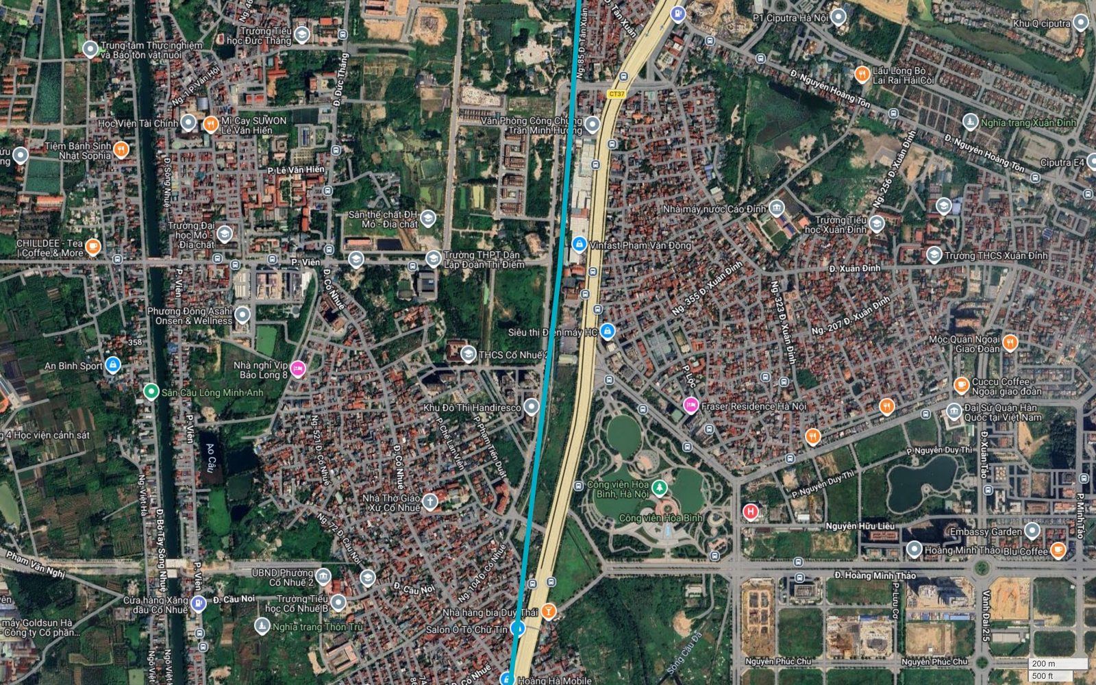 Bản đồ tuyến metro số 6 Hà Nội đi qua Cổ Nhuế 2, cạnh Công viên Hòa Bình, Fraser Residence Hà Nội và Đại sứ quán Hàn Quốc