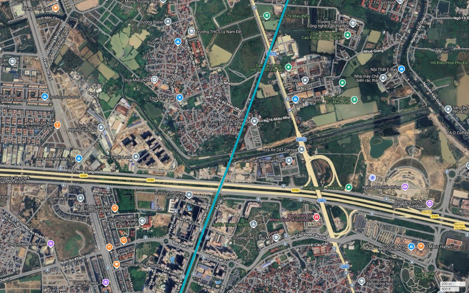 Bản đồ tuyến metro số 6 Hà Nội cắt Đại lộ Thăng Long tại Tây Mỗ, gần Vinhomes Smart City, Vinmec và Bảo tàng Lịch sử Quân sự Việt Nam