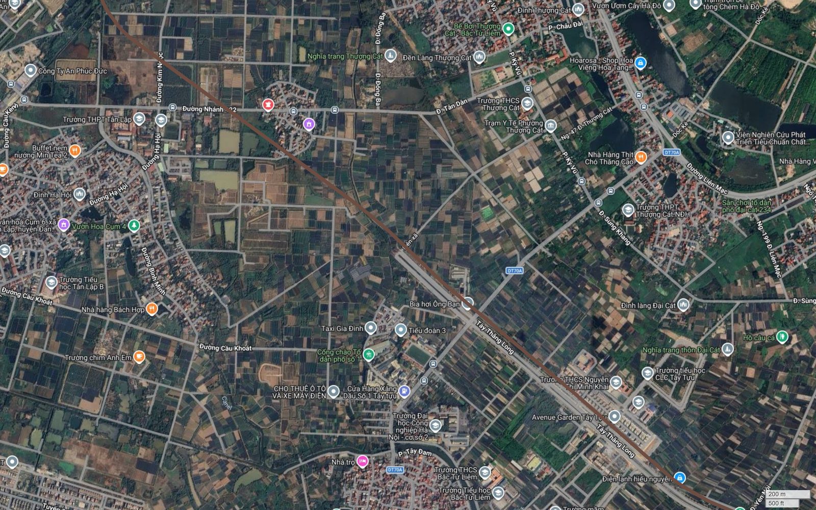 Tuyến metro số 7 Hà Nội qua Thượng Cát, cắt tỉnh lộ 70A và nhập trục đường Tây Thăng Long tại Đại Cát