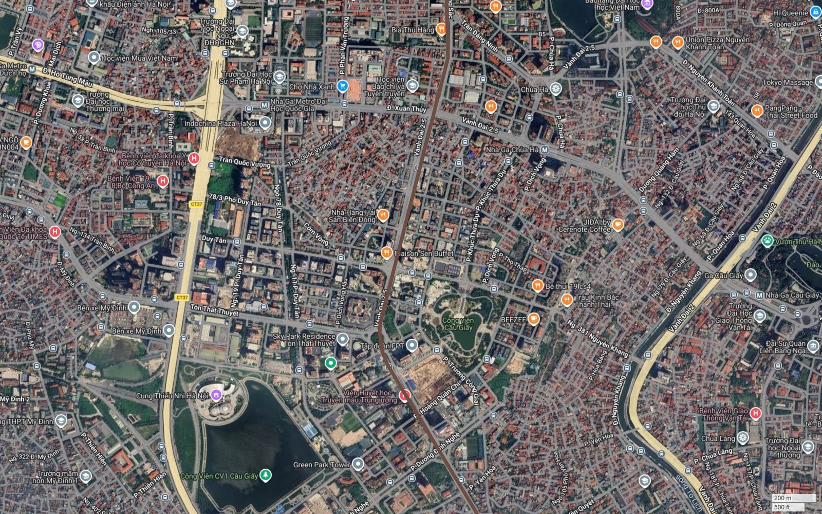Bản đồ tuyến metro số 7 Hà Nội cắt trục Xuân Thủy giữa nhà ga Đại học Quốc gia và nhà ga Chùa Hà của tuyến metro số 3