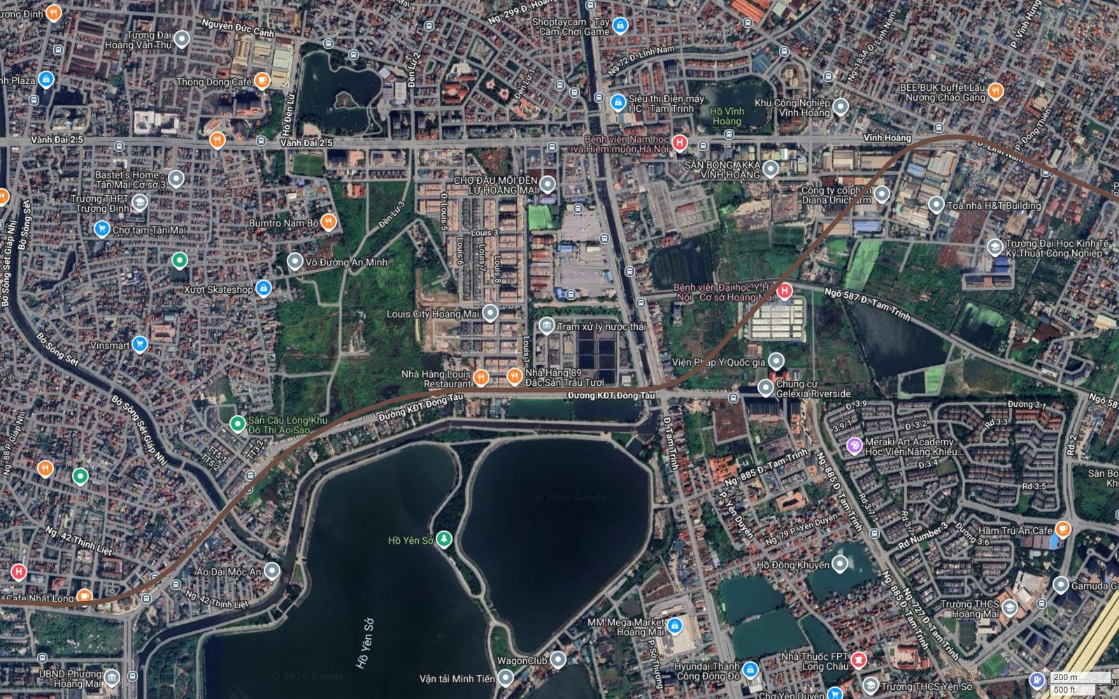 Bản đồ tuyến metro số 7 Hà Nội qua Khu Công Nghiệp Vĩnh Hoàng, cạnh Bệnh viện Đại học Y Hà Nội cơ sở Hoàng Mai và Gelexia Riverside