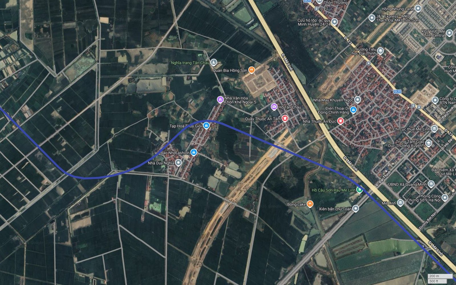 Tuyến metro số 9 Hà Nội nhập trục đường Mê Linh tại Đại Thịnh, gần UBND xã Quang Minh và KĐT HUD Mê Linh Central