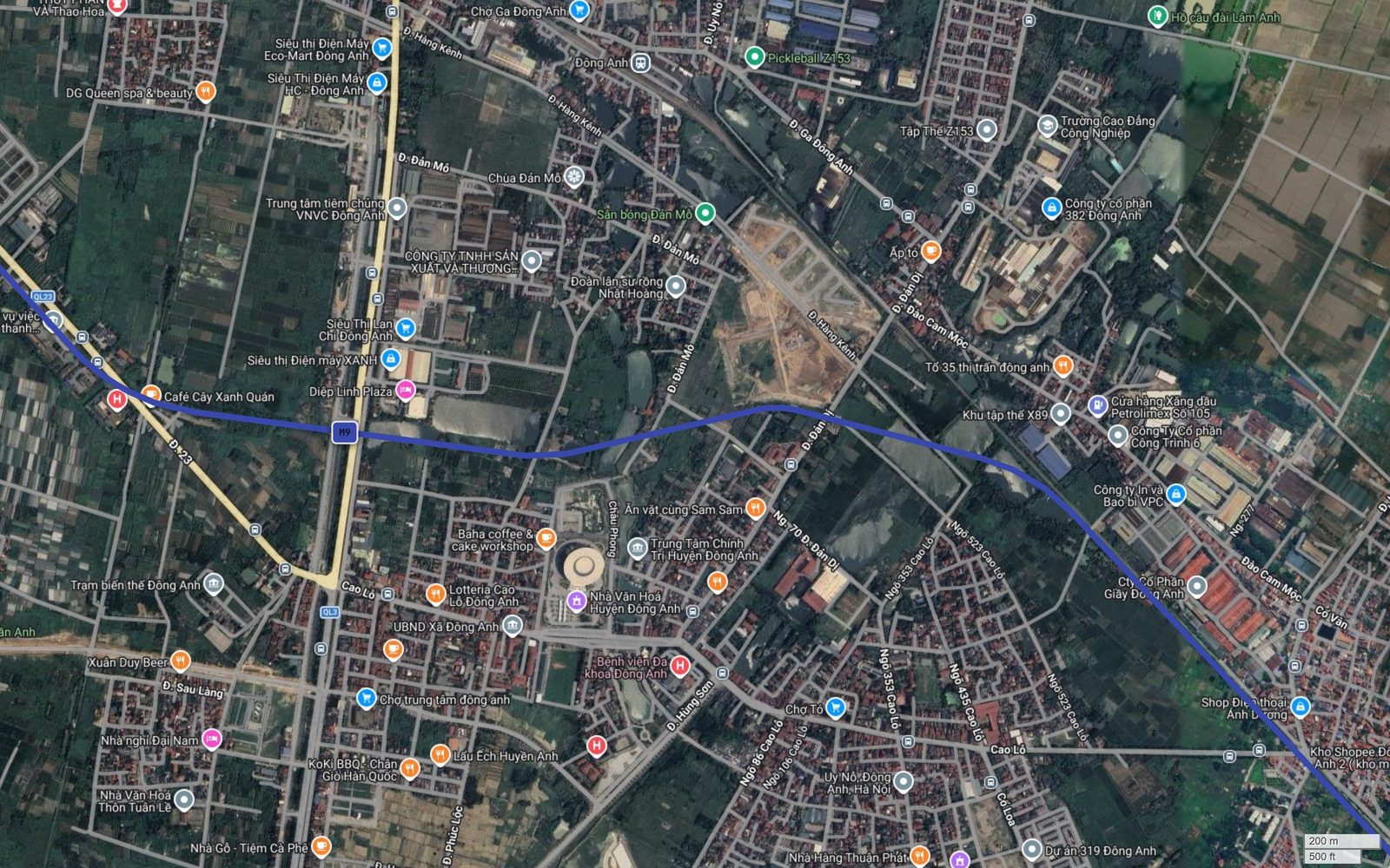 Tuyến metro số 9 Hà Nội qua khu Uy Nỗ, Đông Anh, gần Trường Cao đẳng Công nghiệp và Công ty cổ phần Giầy Đông Anh