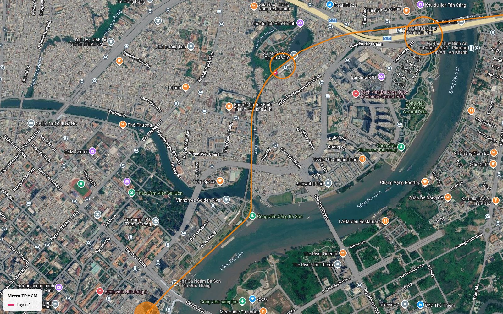 Ga Văn Thánh tuyến metro số 1 tại quận Bình Thạnh vượt rạch Văn Thánh gần Landmark 81 Vinhomes Central Park
