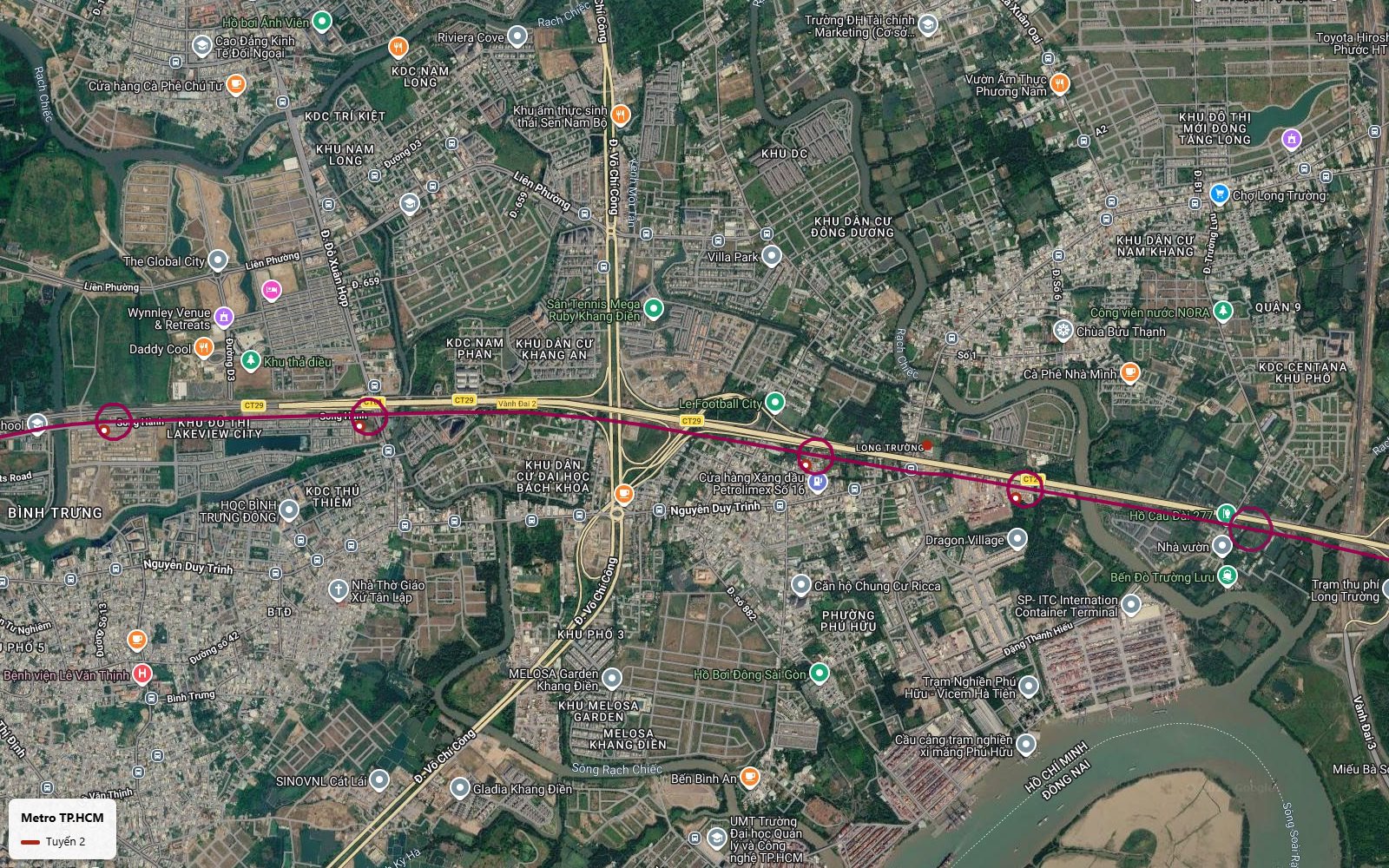 Tuyến metro số 2 TP.HCM qua Long Trường và Phú Hữu, thành phố Thủ Đức, gần cảng SP-ITC và nút giao Võ Chí Công