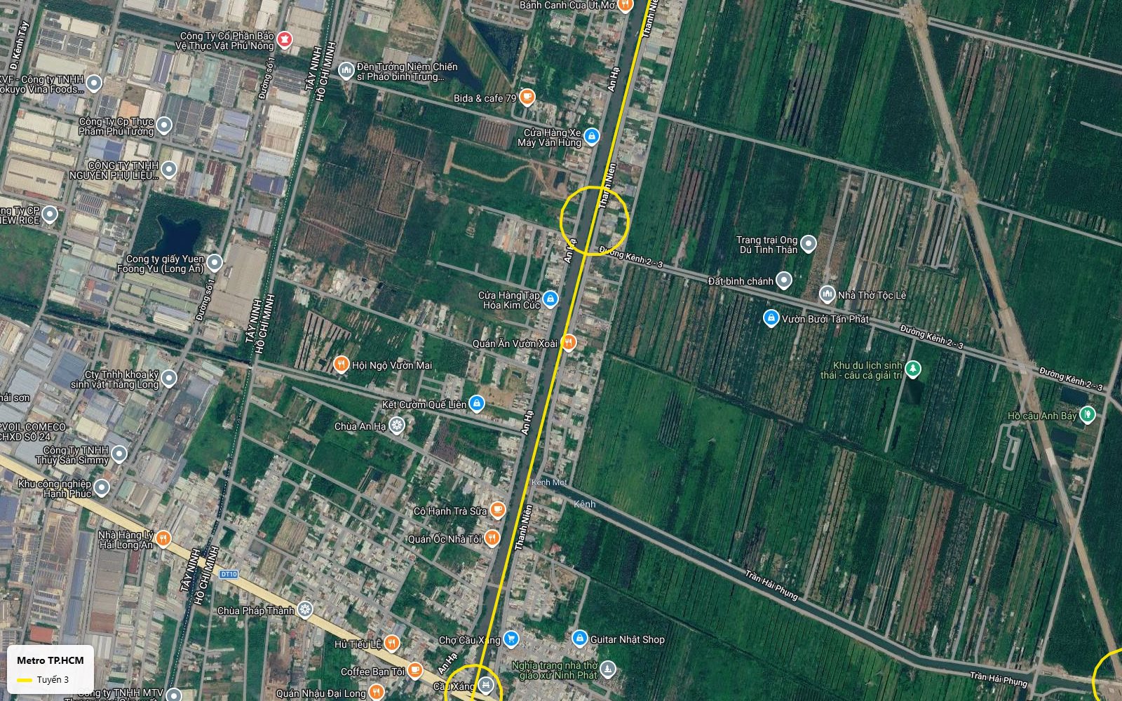 Lộ trình tuyến metro số 3 TP.HCM dừng ở ga khu An Hạ tại giao Đường Kênh 2-3, huyện Bình Chánh