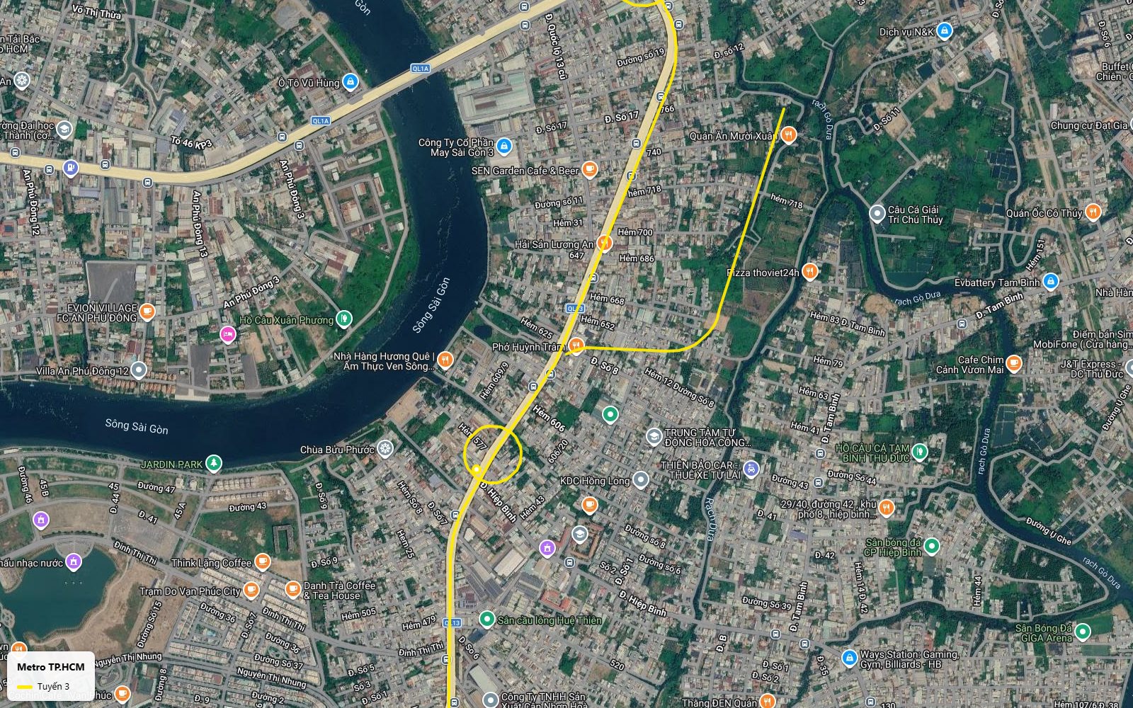 Điểm khép lại lộ trình tuyến metro số 3 TP.HCM tại khu đất ven rạch Gò Dưa, phường Hiệp Bình, TP Thủ Đức