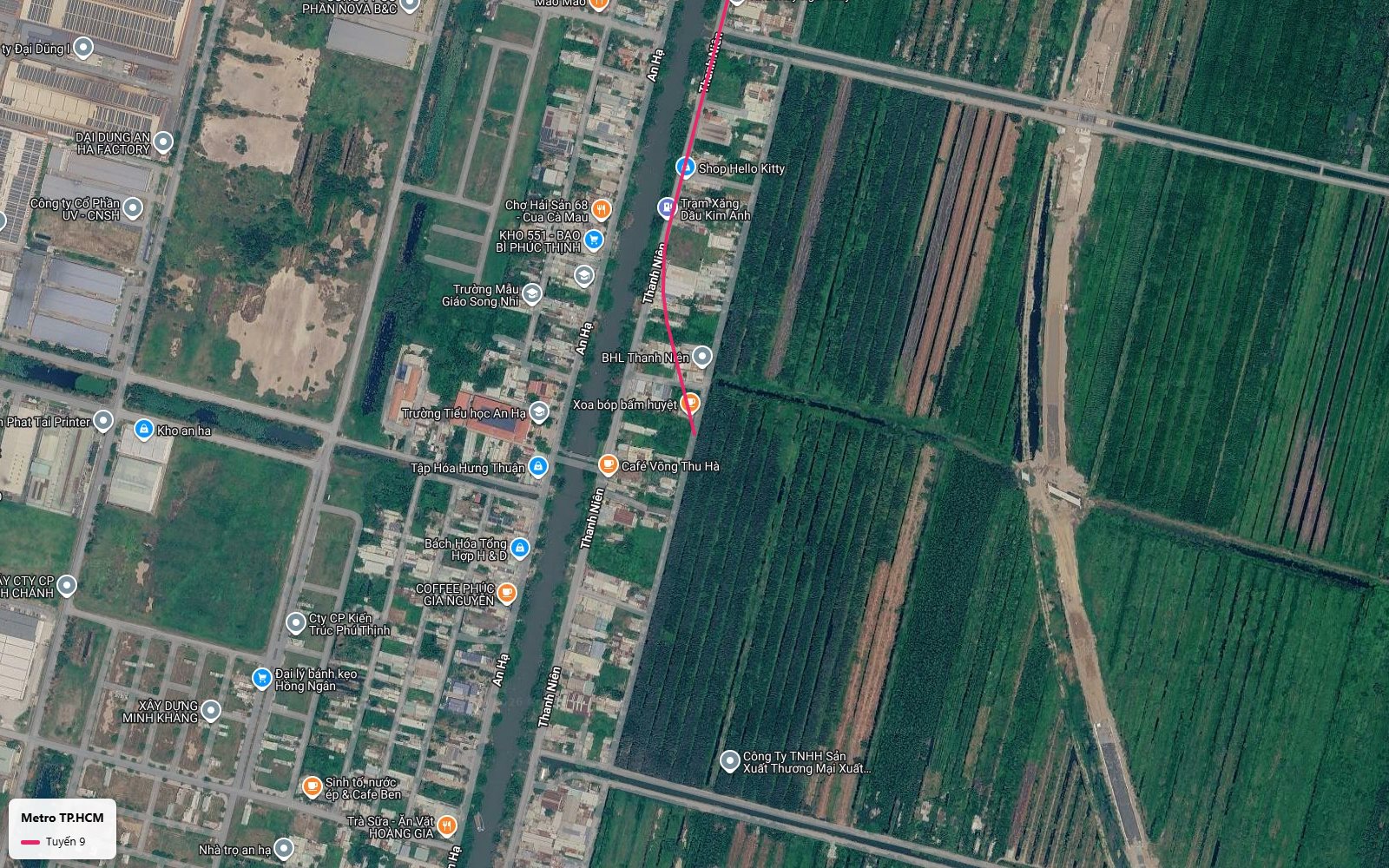 Điểm cuối lộ trình metro số 9 tại khu An Hạ trên đường Thanh Niên xã Phạm Văn Hai huyện Bình Chánh